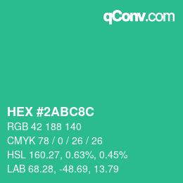 Color code: HEX #2ABC8C | qconv.com