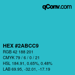 Color code: HEX #2ABCC9 | qconv.com