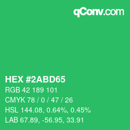 Color code: HEX #2ABD65 | qconv.com