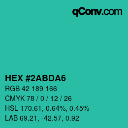 Color code: HEX #2ABDA6 | qconv.com