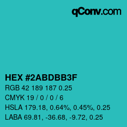 Farbcode: HEX #2ABDBB3F | qconv.com