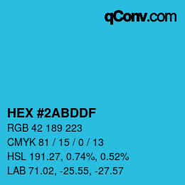 カラーコード: HEX #2ABDDF | qconv.com