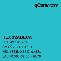 Color code: HEX #2ABECA | qconv.com