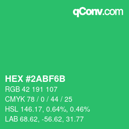 Color code: HEX #2ABF6B | qconv.com