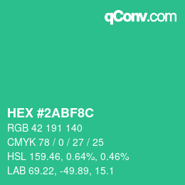 Color code: HEX #2ABF8C | qconv.com