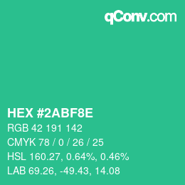 カラーコード: HEX #2ABF8E | qconv.com