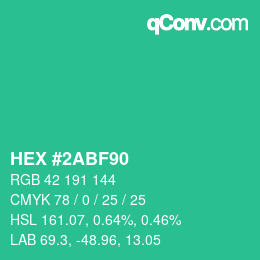 Color code: HEX #2ABF90 | qconv.com