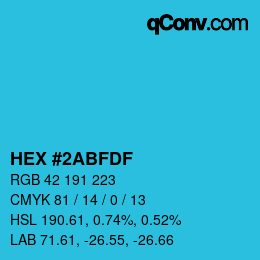 Color code: HEX #2ABFDF | qconv.com