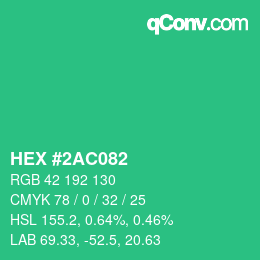 颜色代码: HEX #2AC082 | qconv.com