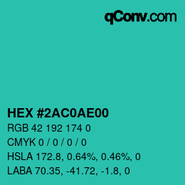 Farbcode: HEX #2AC0AE00 | qconv.com