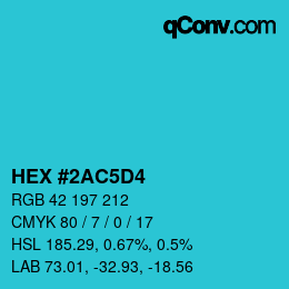 カラーコード: HEX #2AC5D4 | qconv.com