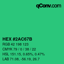 Color code: HEX #2AC67B | qconv.com