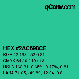 Farbcode: HEX #2AC698CE | qconv.com