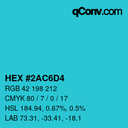 Color code: HEX #2AC6D4 | qconv.com