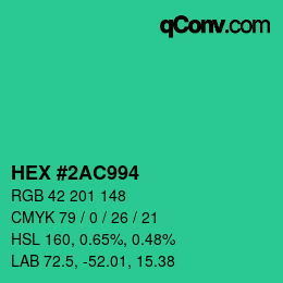 Farbcode: HEX #2AC994 | qconv.com