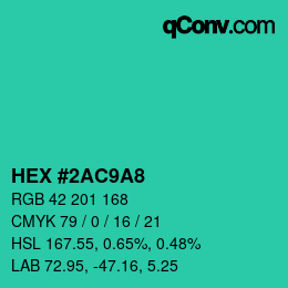 Color code: HEX #2AC9A8 | qconv.com