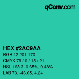 Color code: HEX #2AC9AA | qconv.com