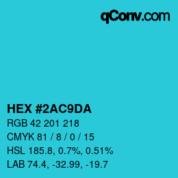 Farbcode: HEX #2AC9DA | qconv.com