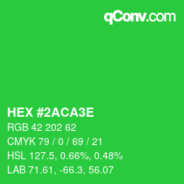 Farbcode: HEX #2ACA3E | qconv.com