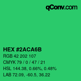 Color code: HEX #2ACA6B | qconv.com