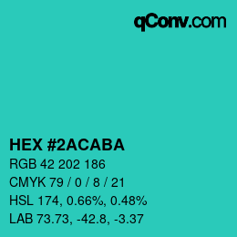 カラーコード: HEX #2ACABA | qconv.com