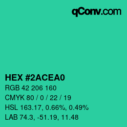 Color code: HEX #2ACEA0 | qconv.com