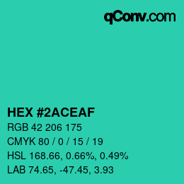 Color code: HEX #2ACEAF | qconv.com