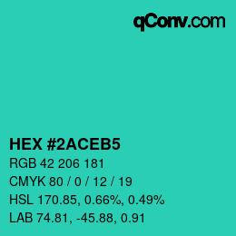 Color code: HEX #2ACEB5 | qconv.com