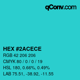 カラーコード: HEX #2ACECE | qconv.com