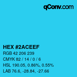 颜色代码: HEX #2ACEEF | qconv.com