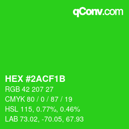 Color code: HEX #2ACF1B | qconv.com