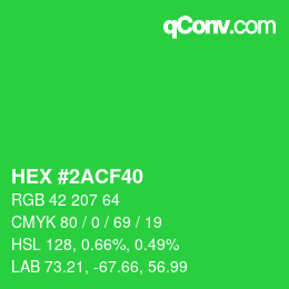 カラーコード: HEX #2ACF40 | qconv.com