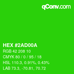 Color code: HEX #2AD00A | qconv.com