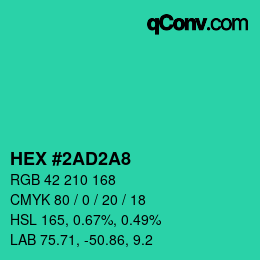 Color code: HEX #2AD2A8 | qconv.com