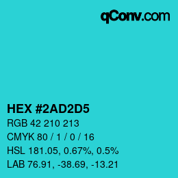 颜色代码: HEX #2AD2D5 | qconv.com