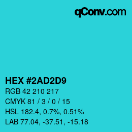 カラーコード: HEX #2AD2D9 | qconv.com