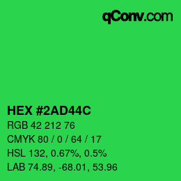 Color code: HEX #2AD44C | qconv.com