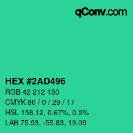 カラーコード: HEX #2AD496 | qconv.com