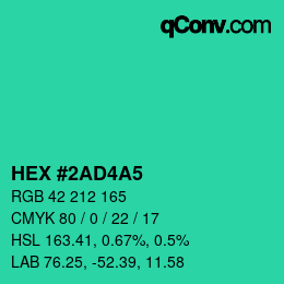 Color code: HEX #2AD4A5 | qconv.com