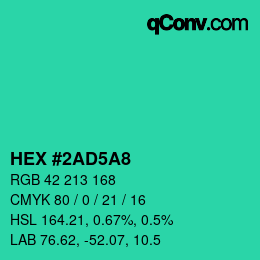 カラーコード: HEX #2AD5A8 | qconv.com