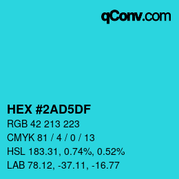 カラーコード: HEX #2AD5DF | qconv.com