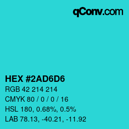 Color code: HEX #2AD6D6 | qconv.com
