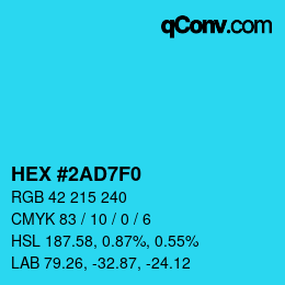 カラーコード: HEX #2AD7F0 | qconv.com