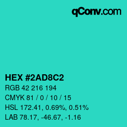 颜色代码: HEX #2AD8C2 | qconv.com