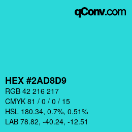 Color code: HEX #2AD8D9 | qconv.com