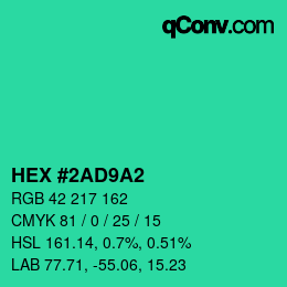 Color code: HEX #2AD9A2 | qconv.com