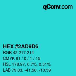 Color code: HEX #2AD9D6 | qconv.com