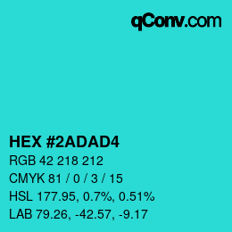 Color code: HEX #2ADAD4 | qconv.com