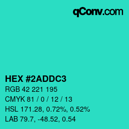 Color code: HEX #2ADDC3 | qconv.com
