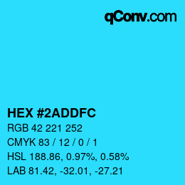 Color code: HEX #2ADDFC | qconv.com